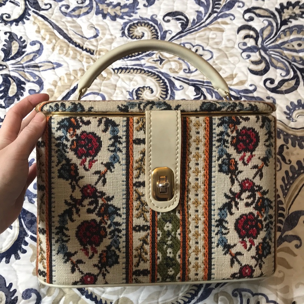 Vintage Tapestry Sewing Box Purse